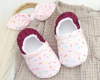 Sprinkle Baby Booties: Soft Sole Moccasins, Crib Shoes