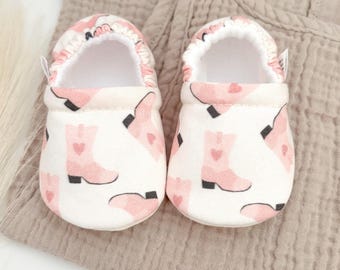 Cowgirl Boot Baby Booties: Pink Western Crib Shoes