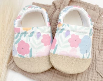 Spring Floral Baby Booties: Handmade Soft Sole Moccasins