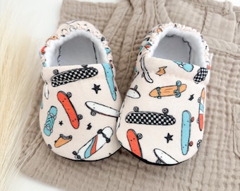 Skateboard Baby Booties: Handmade Soft Sole Crib Shoes