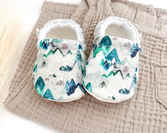 Mountain Adventure Baby Booties: Handmade Soft Sole Moccasins