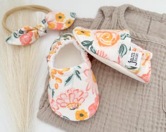 Garden Floral Baby Booties: Soft Sole Baby and Toddler shoes