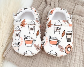 Pumpkin Spice Baby Booties: Handmade Fleece-Lined Crib Shoes