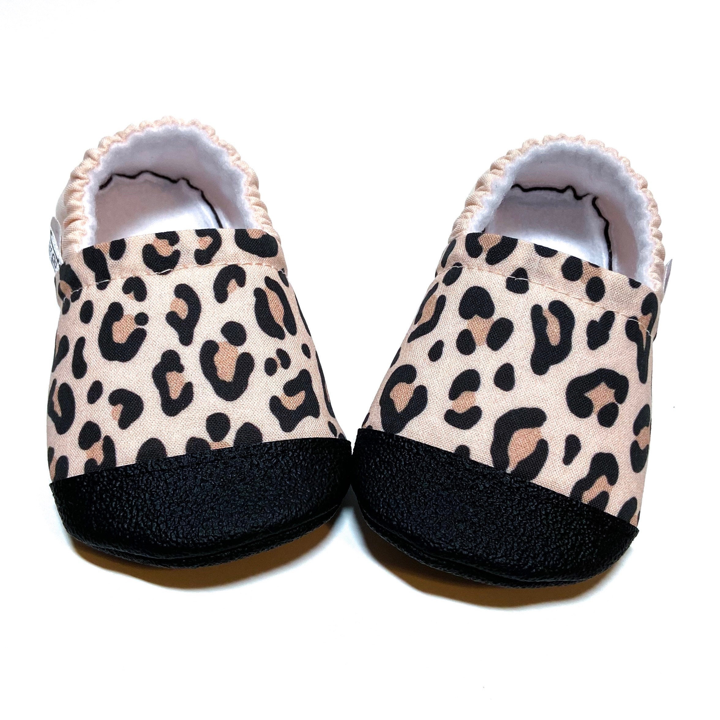 LEOPARD print baby booties slippers crib shoes soft sole Etsy