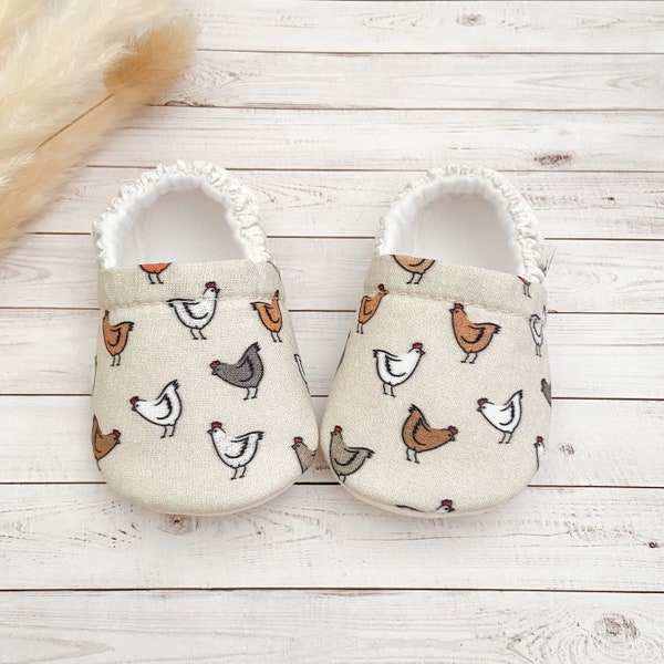 CHICKEN baby shoes, toddler shoes, vegan shoes, soft sole shoes, baby booties