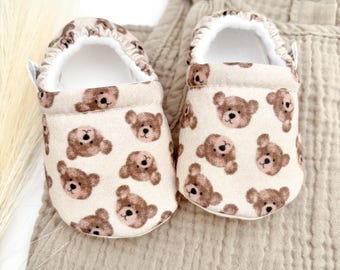 Handmade Teddy Bear Baby Booties: Soft Sole Crib Shoes