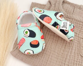 Sushi Baby Booties: Handmade Cotton Fleece Crib Shoes