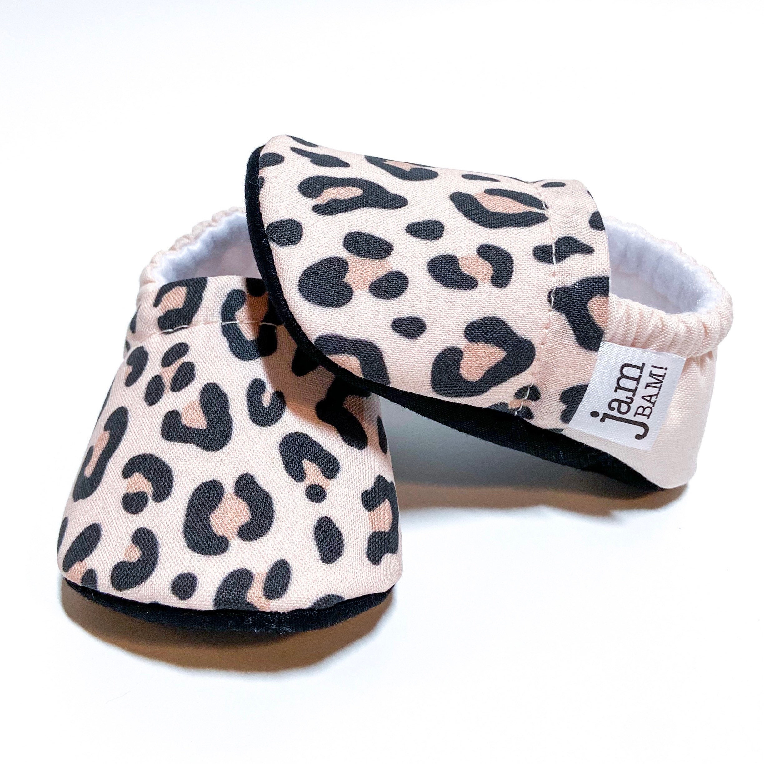 LEOPARD print baby booties slippers crib shoes soft sole Etsy