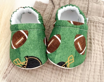 Football Baby Booties: Handmade Soft Sole Crib Shoes