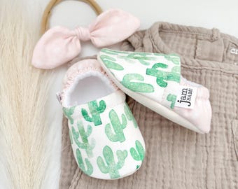 Cactus Baby Booties: Desert Soft Sole Crib Shoes