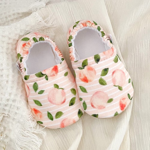 PEACH Baby Booties Slippers Crib Shoes 
