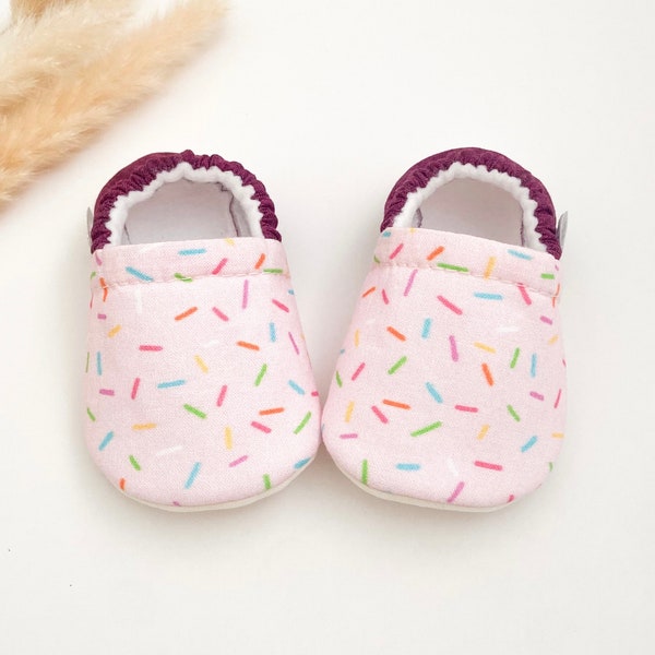 SPRINKLE baby booties, slippers, crib shoes, soft sole, moccasins, baby shoes, toddler shoes