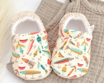 Fishing Lure Baby Booties: Soft Sole Crib Shoes
