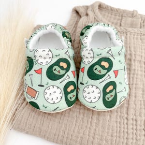 Golf Baby Booties: Handmade Soft Sole Crib Shoes