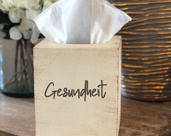 Distressed Gesundheit Oversized Tissue Box Cover ~ Choose Your Colors