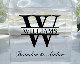 Personalized Wedding Clear Acrylic Card Box ~ Date ~ Choose The Size ~ Engagement Party ~ Bridal Shower ~ Anniversary ~ Decor ~ Money Box