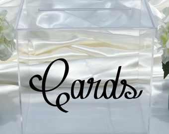 Clear Acrylic Card Box ~ Cards ~ Choose Colors ~ Engagement Party ~ Bridal Shower ~ Anniversary ~ Party Decor ~ Birthday ~ Event ~ Funeral