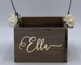 Personalized Name Flower Girl Basket ~ Flower Girl Box ~ Choose Your Colors and Wording ~ Wedding Basket ~ Sign ~ Wedding Box ~ Rustic Decor