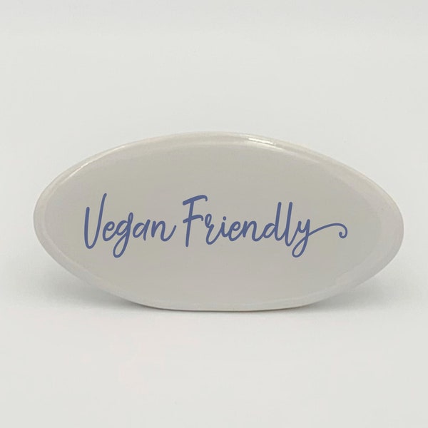 Vegan Friendly Food Markers ~ Choose Shape and Color ~  White Ceramic ~ Wedding Signage ~ Buffet Sign ~ Party Decor ~ Holiday Party