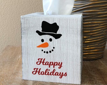 Happy Holidays Snowman Oversized Tissue Box Cover