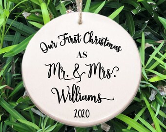 Personalized Our First Christmas Ornament ~ Our First Christmas as Mr & Mrs