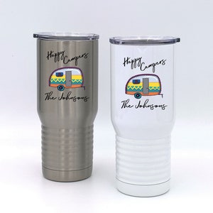 Personalized Happy Campers Insulated Tumbler ~ Travel Mug