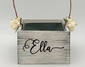 Personalized Name Flower Girl Basket ~ Flower Girl Box ~ Choose Your Colors and Wording ~ Wedding Basket ~ Sign ~ Wedding Box ~ Decor