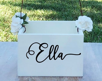 Personalized Name Flower Girl Basket ~ Flower Girl Box ~ Choose Your Colors and Wording ~ Wedding Basket ~ Sign ~ Wedding Box ~ Decor