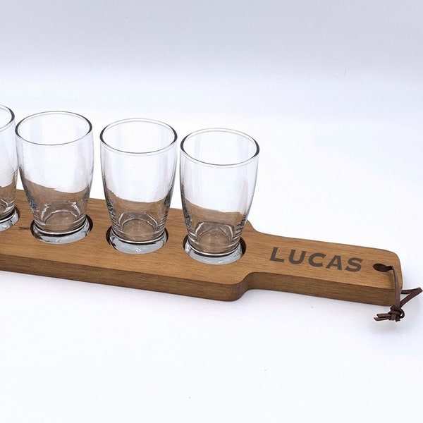 Personalized Name Beer Flight Set ~ Beer Paddle ~ 4 Tasting Glasses ~ Gift For Him ~ Groomsman Gift ~ Christmas Gift ~ Fathers Day Gift