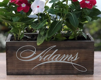 Personalized Wood Planter Box ~ Family Name ~ Any Name ~ Wedding ~ Anniversary ~ Wedding Centerpiece ~ Rustic Decor ~ Home Decor ~ Gift