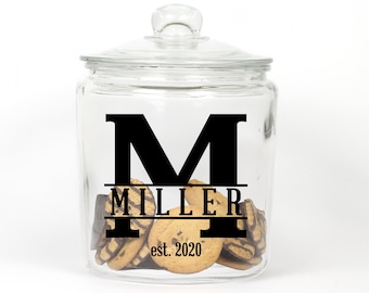 Personalized Last Name Cookie Jar ~ Monogram ~ Glass Cookie Jar