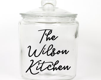 Personalized Last Name Cookie Jar ~ Glass