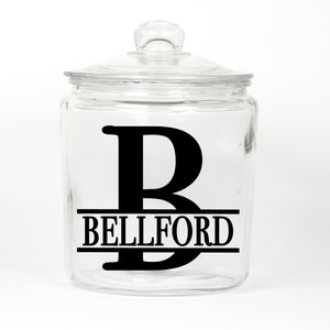 Personalized Last Name Cookie Jar ~ Monogram ~ Glass