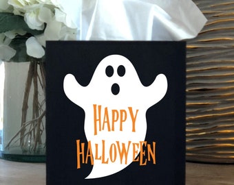 Ghost Happy Halloween Tissue Box Cover ~ Home Decor ~ Choose Your Colors ~ Home Decor ~ Halloween Decor