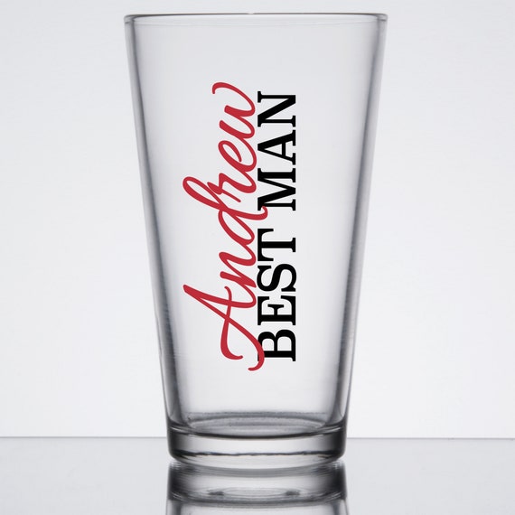 Personalized Pint Glasses ~ Glass or Plastic ~ Bachelor Party ~ Wedding Gift ~ Toasting ~ Best Man Groomsmen Usher Father Glasses ~ 16 oz