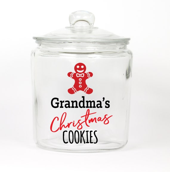 Grandma's Christmas Cookies Glass Cookie Jar ~ Choose any Name