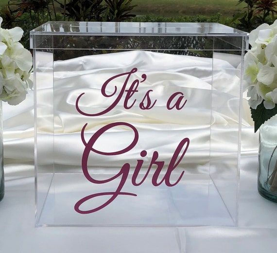 It's a Girl Clear Acrylic Card Box -  Choose The Color - New Baby - Celebrate - Baby Shower - Celebrate Baby