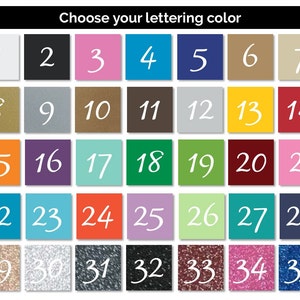 May include: A color chart with 35 different color swatches, numbered 1 through 35. The swatches are arranged in a grid of 7 columns and 5 rows. The colors range from white to black, with many shades of gray, blue, green, red, orange, yellow, and brown.