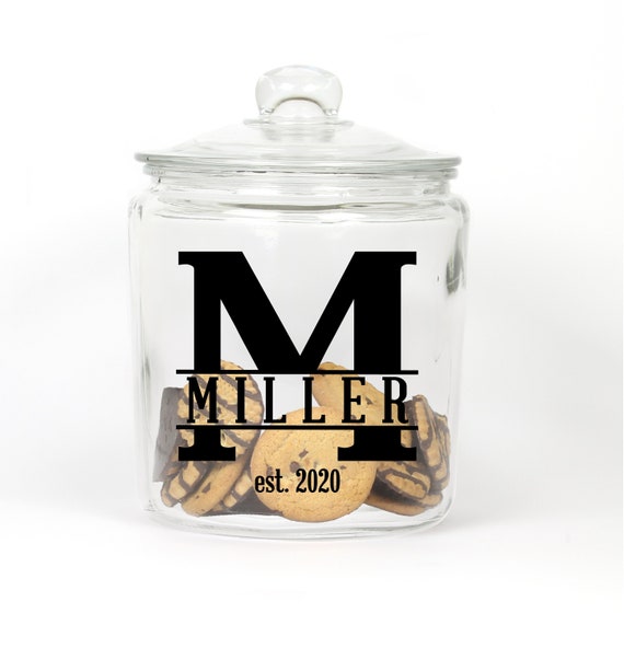 Personalized Last Name Cookie Jar ~ Monogram ~ Glass Cookie Jar