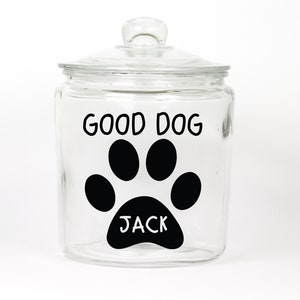 Personalized Good Dog Treat Jar ~ Paw ~ Food Storage ~ Pet Treat Jar