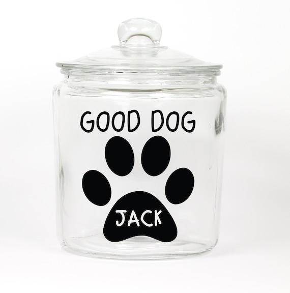 Personalized Good Dog Treat Jar ~ Paw ~ Food Storage ~ Pet Treat Jar