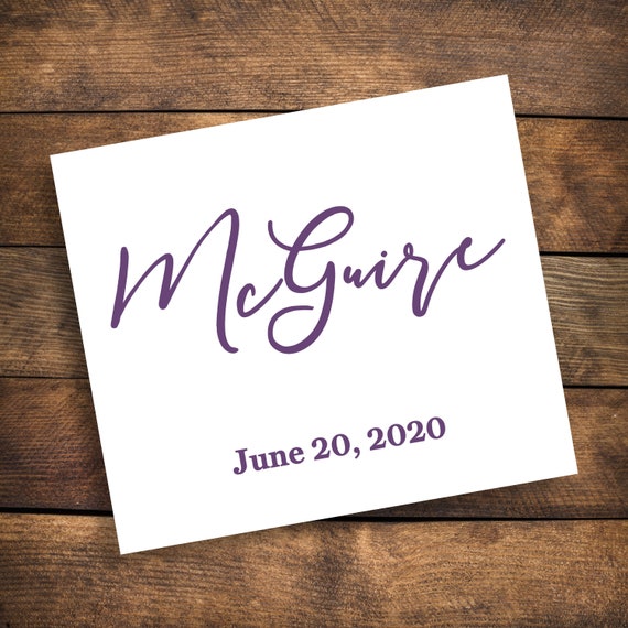 Personalized Last Name Decal ~ Choose Size & Color ~ Wedding Decal ~ Couple Decal ~ Name Decal ~ Decor ~ Wedding Name Decal ~ Wedding Date