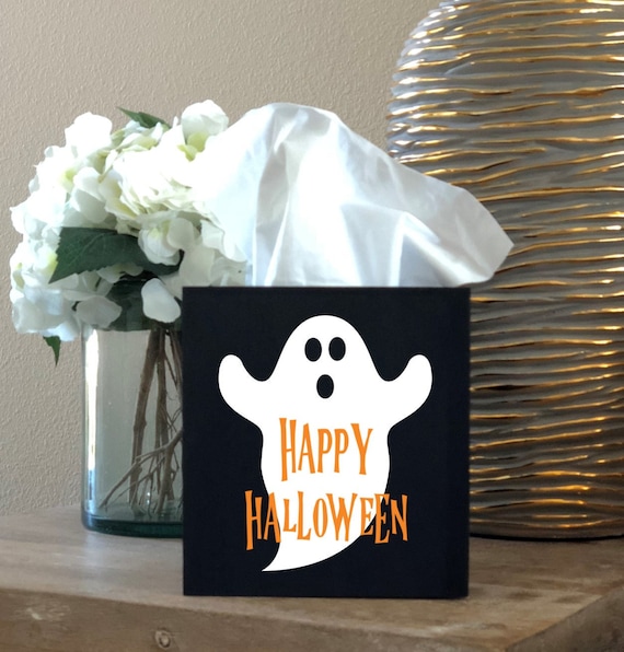 Ghost Happy Halloween Tissue Box Cover ~ Home Decor ~ Choose Your Colors ~ Home Decor ~ Halloween Decor