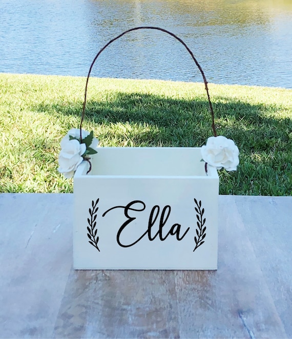 Personalized Name Flower Girl Basket ~ Flower Girl Box ~ Choose Your Colors ~ Wedding Basket ~ Flower Girl Sign ~ Wedding Box ~ Decor