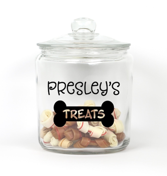 Personalized Dog Bone Treat Jar ~ Glass