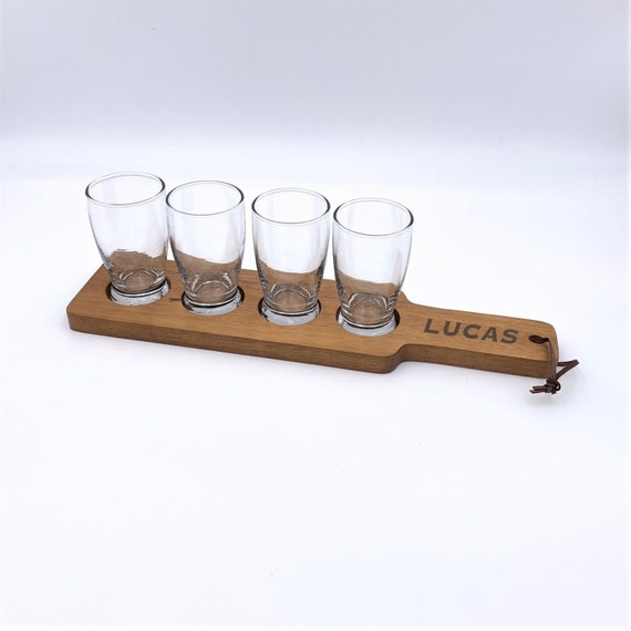 Personalized Name Beer Flight Set ~ Beer Paddle ~ 4 Tasting Glasses ~ Gift For Him ~ Groomsman Gift ~ Christmas Gift ~ Fathers Day Gift