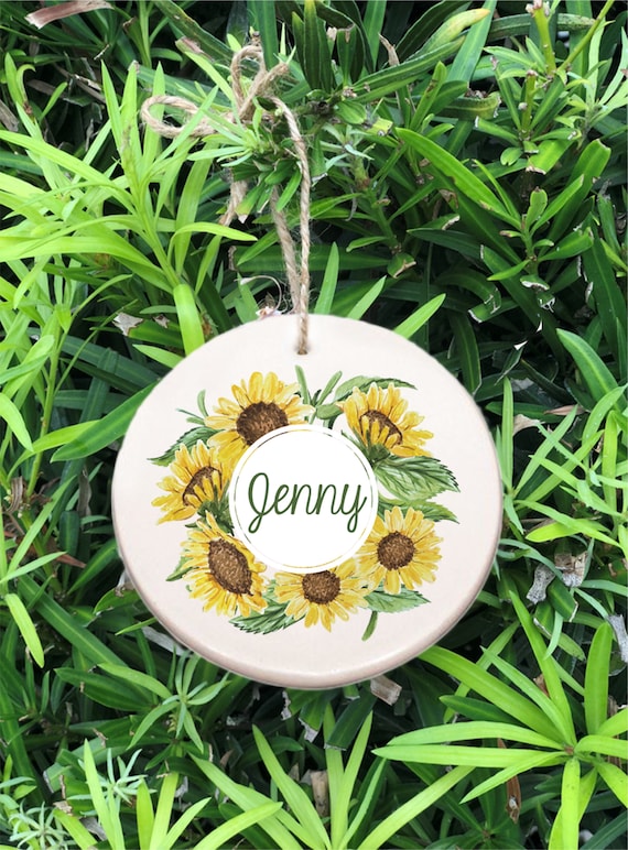 Personalized Sunflower Name Christmas Ornament ~ Sunflower Ornament