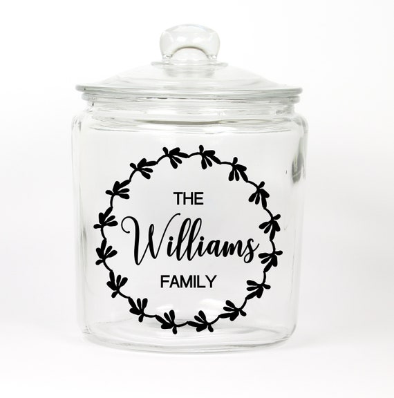Personalized Last Name Cookie Jar ~ Glass
