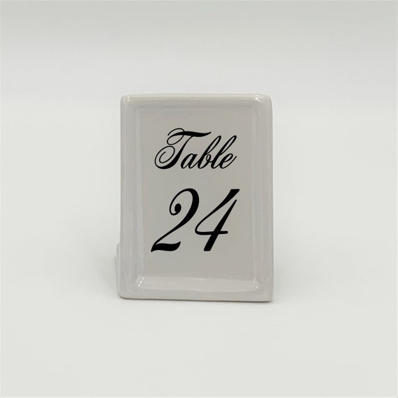 Wedding Table Numbers ~ White Ceramic ~ Wedding Signage ~ Table Number ~ Choose the Lettering Color ~ Party Decor ~ Party Table Numbers
