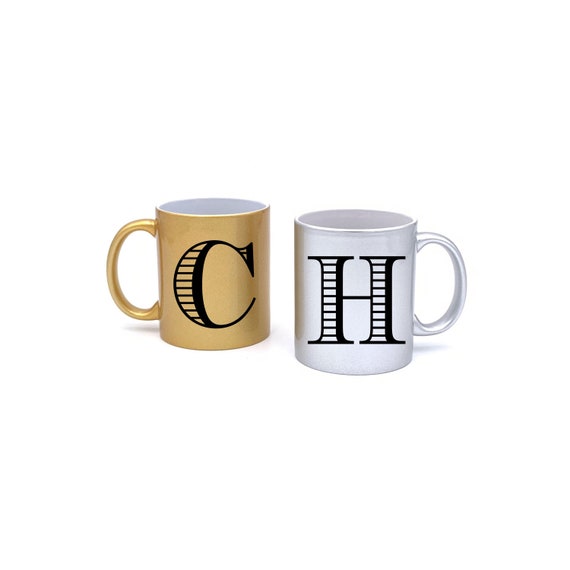 Personalized Initial Mug ~ Metallic Gold or Silver